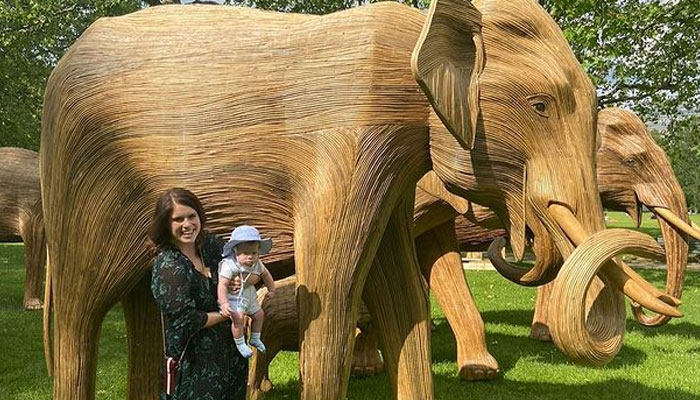 Princess Eugenie enjoys a day out with son August in London’s Green Park