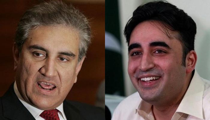 Foreign Minister Shah Mahmood Qureshi (left) andPPP Chairman Bilawal Bhutto-Zardari. — Twitter/File