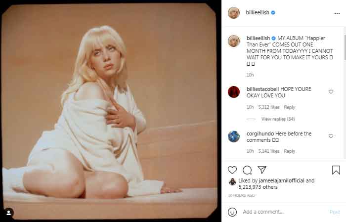 Billie Eilish shares update on upcoming album