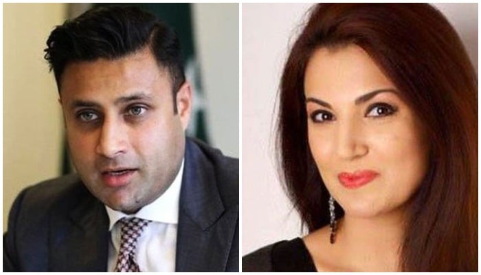 Former SAPM on Overseas Pakistanis Zulfi Bukhari (L); broadcaster and ex-wife of Prime Minister Imran Khan, Reham Khan. Photos: File.