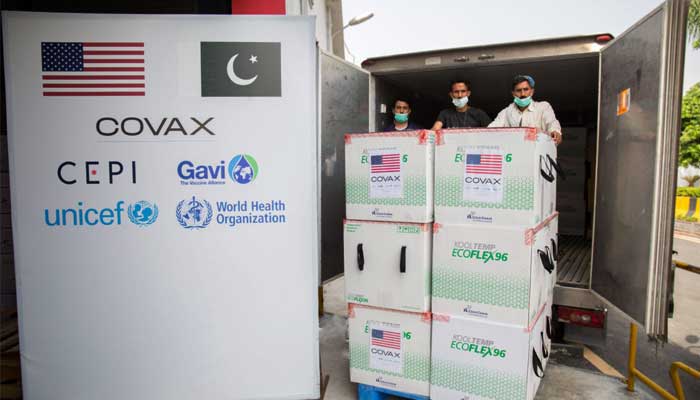 First shipment of Moderna vaccine being unloaded at Islamabad International Airport.