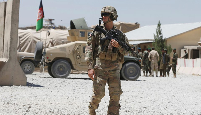 A US soldier keeps watch at an Afghan National Army (ANA) base in Logar province, Afghanistan August 5, 2018. — Reuters/Omar Sobhani