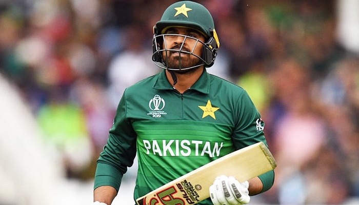 Pakistan batsman Haris Sohail while taking a run during a match of the ICC Mens Cricket World Cup 2019. Photo: Sohails Twitter account