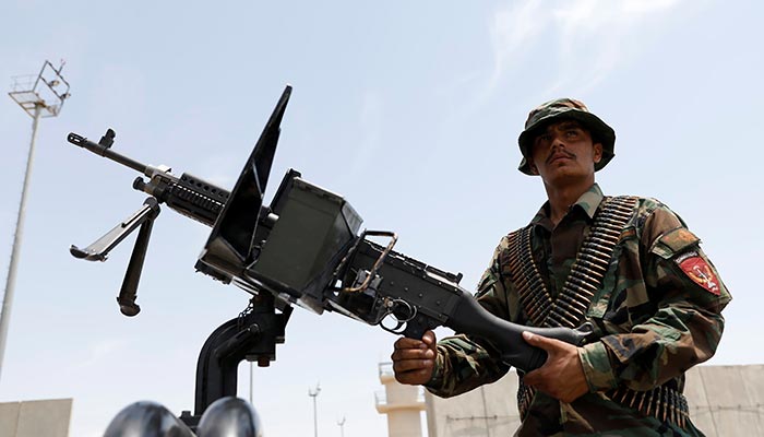An Afghan security forces member keeps watch in an army vehicle in Bagram U.S. air base, after American troops vacated it, in Parwan province, Afghanistan July 5, 2021. — Reuters