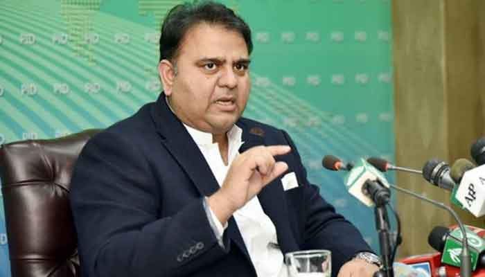 Information Minister Fawad Chaudhry briefs the media. Photo: PID