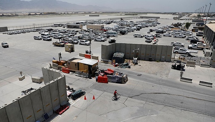 Parked vehicles are seen in Bagram U.S. air base, after American troops vacated it, in Parwan province, Afghanistan July 5, 2021. Photo: Reuters