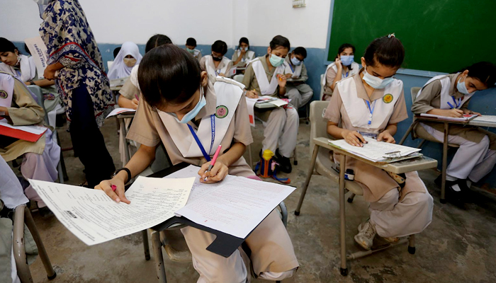 Students of class X solve their matriculation paper in the examination center in Hyderabad, on July 5, 2021. — INP/File