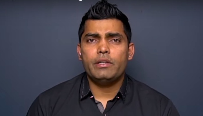 Pakistani batsman Umar Akmal records a video message. Photo: YouTube screengrab