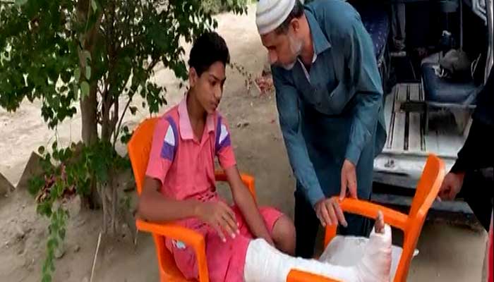 Student brought to a exam centre in Karachi via ambulance.