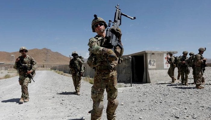US troops patrol at an Afghan National Army (ANA) base in Logar province, Afghanistan August 7, 2018. — Reuters/File.