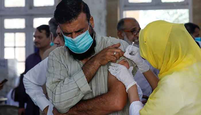 A man receives a dose of the coronavirus disease (COVID-19) vaccine, at a vaccination centre in Karachi, Pakistan April 28, 2021. — Reuters