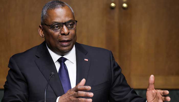 U.S. Defense Secretary Lloyd Austin testifies on the defense department?s budget request during a Senate Appropriations Committee hearing on Capitol Hill in Washington, U.S., June 17, 2021. -REUTERS