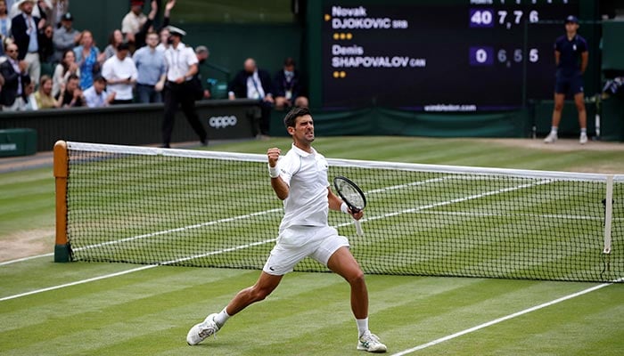 All England Lawn Tennis and Croquet Club, London, Britain - July 9, 2021 Serbias Novak Djokovic celebrates winning his semi final match against Canadas Denis Shapovalov. — Reuters/File