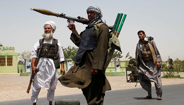 Former Mujahideen hold weapons to support Afghan forces in their fight against Taliban, on the outskirts of Herat province, Afghanistan July 10, 2021. — Reuters/File