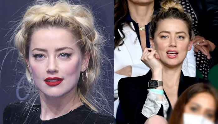 Amber Heard stuns in black blazer at Wimbledon in first outing since she welcomed a baby
