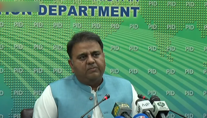 Federal Minister for Information and Broadcasting Fawad Chaudhryaddressing a post-cabinet meeting press conference in Islamabad, on July 13, 2021. — YouTube/HumNewsLive