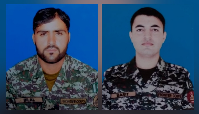 Sepoy Hazrat Bilal, 22, who is a resident of Orakzai (right) and Capt Basit, 25, who is a resident of Haripur (left). — ISPR