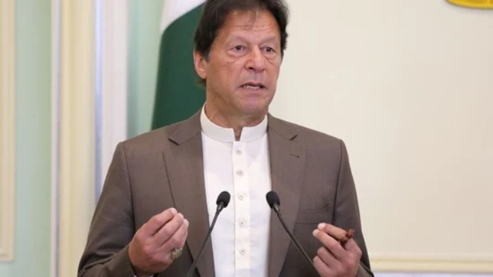 Prime Minister Imran Khan speaks at the ceremony Wednesday. Photo: APP