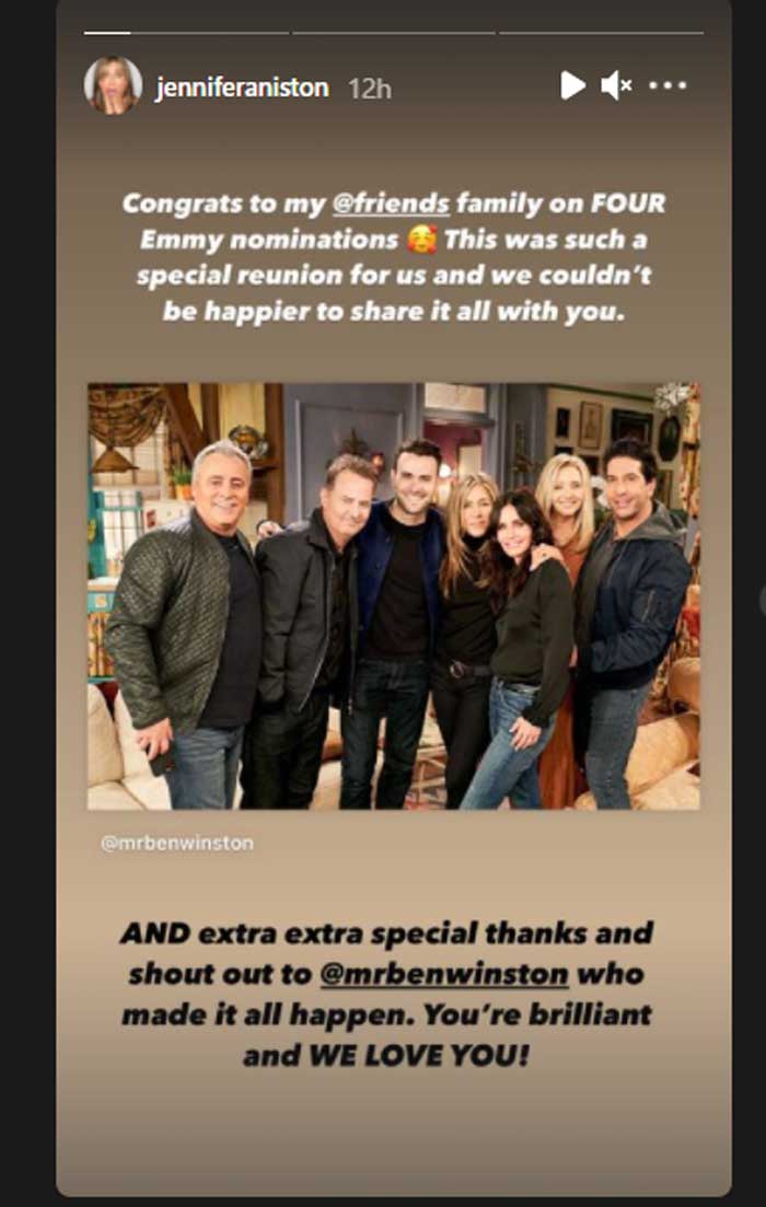Jennifer Aniston ecstatic as ‘Friends’ reunion gets four Emmy nominations