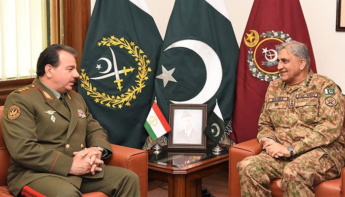 Defence Minister of Tajikistan General Sherali Mirzo called on Chief of Army Staff (COAS)General Qamar Javed Bajwa at the General Headquarters today. Photo: Files/ISPR