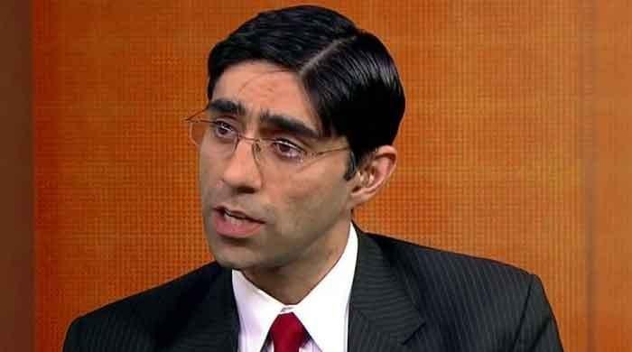 National Security Advisor Moeed Yusuf speaks to the media. Photo: File