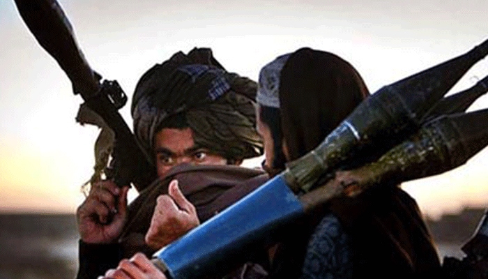 Taliban fighters carrying heavy arms photographed. Photo: AFP