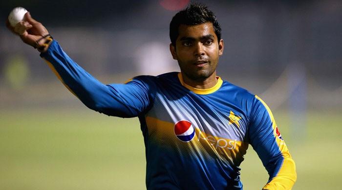 Pakistan cricketer Umar Akmal gestures during a training session. Photo: File