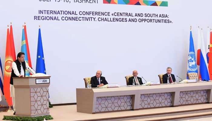 PM Imran Khan addresses Central and South Asia Conference in Tashkent. -APP