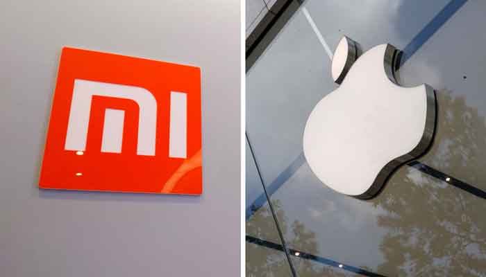 A combination photo showing Xiaomi logo (L) and the Apple logo. — Reuters