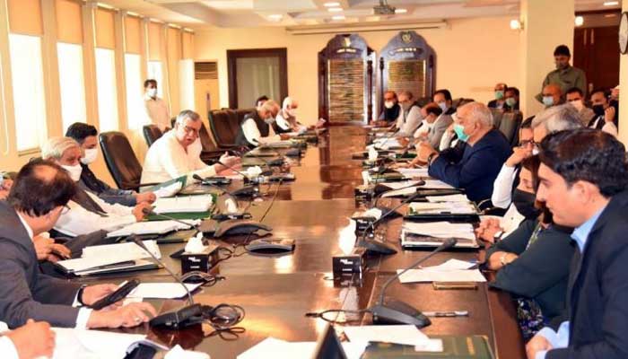 Minister for Finance and Revenue Shaukat Tarin chairs the meeting of the Economic Coordination Committee (ECC) of the cabinet. -APP