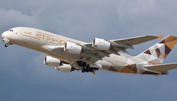 A plane of Etihad airline.