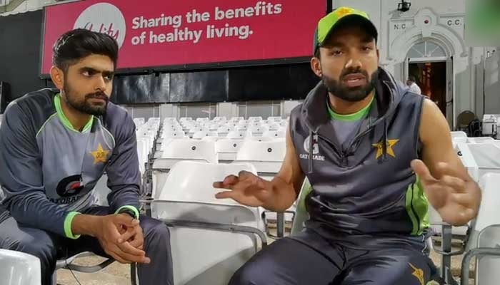 Skipper Babar Azam (left) and wicket-keeper Mohammad Rizwan speaking to Pakistans Cricket Boards YouTube channel. — Twitter/TheRealPCB