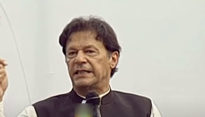 Prime Minister Imran Khan addressing an election rally inAzad Jammu and Kashmirs Bagh, on July 17, 2021. — YouTube/HumNewsLive