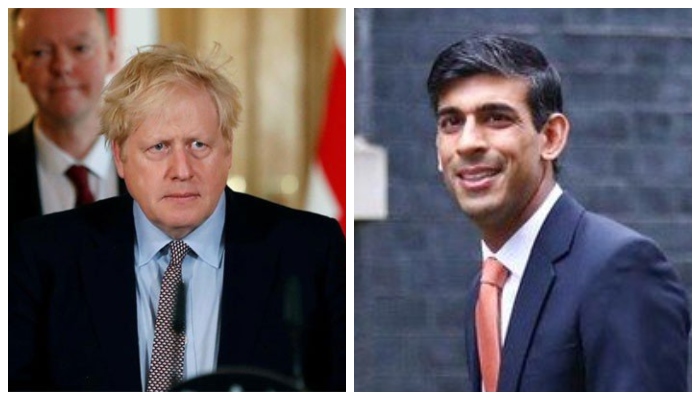 British Prime Minister Boris Johnson and his finance minister Rishi Sunak. Photo: Files