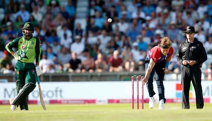 Englands Tom Curran in action during the second Twenty20 International between England and Pakistan, at Headingley, Leeds, Britain, on July 18, 2021. — Action Images via Reuters/Ed Sykes