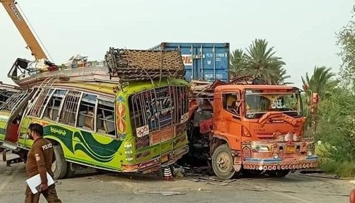 Bus, truck collision kills 31 in Dera Ghazi Khan