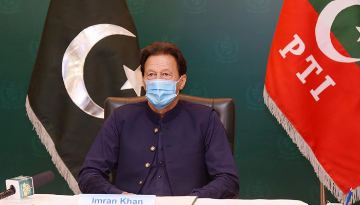 Prime Minister Imran Khan addressing the virtual conference on the Communist Party of China (CPC) and World Political Parties via video link, on June 7, 2021. — INP/File