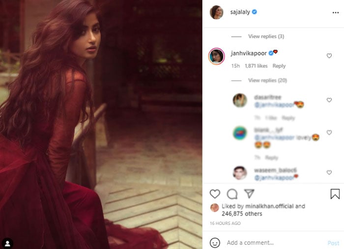 Sajal Aly receives love from Sridevi’s daughter Janhvi Kapoor