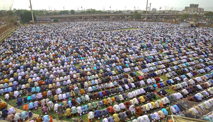 Muslims celebrate Eid-ul-Fitr prayers to mark the end of the holy fasting month of Ramadan, as the outbreak of the coronavirus disease (COVID-19) continued in Karachi, Pakistan May 13, 2021. — INP/File