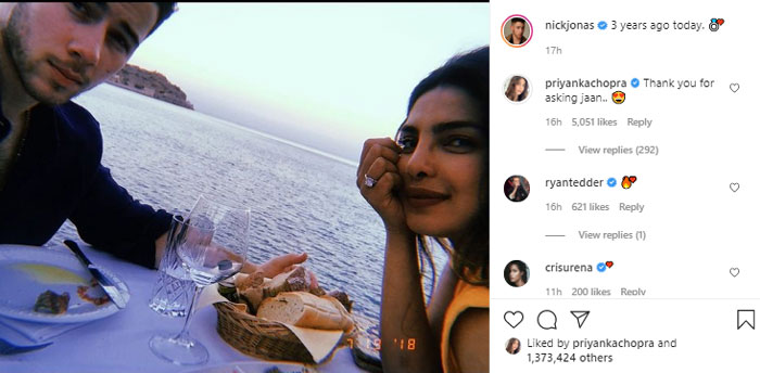 Nick Jonas shares unseen photo with Priyanka Chopra to mark third anniversary of engagement