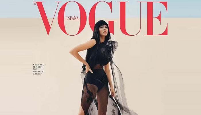 Kendall Jenner stuns in sheer gown with a fringed black wig as she graces a magazine cover