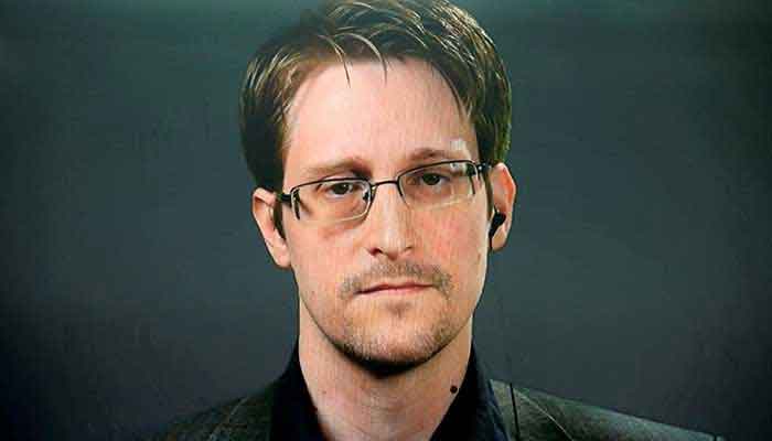 Edward Snowden speaks via video link during a news conference in New York City, US September 14, 2016. — Reuters/Brendan McDermid