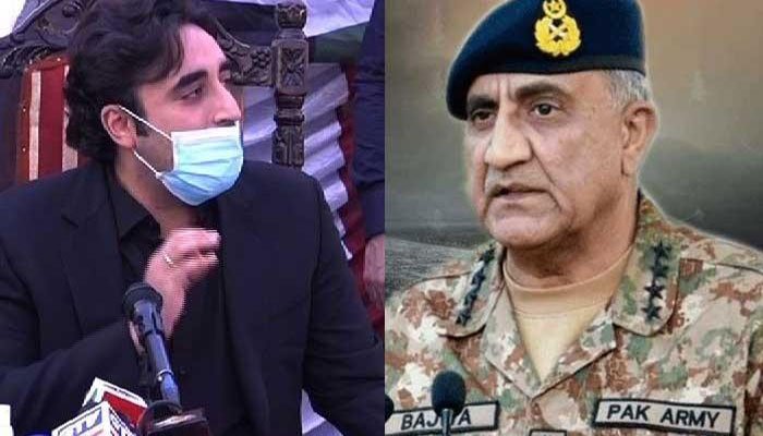 Image collage of PPP chairman Bilawal Bhutto-Zardari (L) and the Chief of Army Staff General Qamar Javed Bajwa. Photos: File.