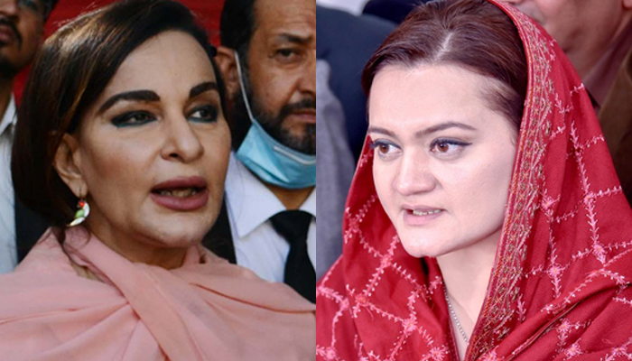 PPP Vice-President Senator Sherry Rehman (left and PML-N spokesperson Marriyum Aurangzeb. — PPI/Twitter/File