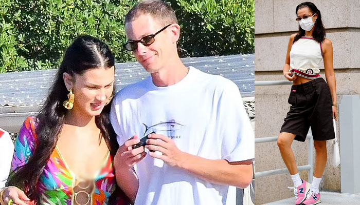 Gigi Hadids sis Bella Hadid flaunts her chiseled abs as she appears with Marc Kalman in NYC
