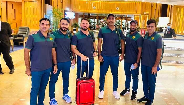 Pakistan Test squad before departure to West Indies.