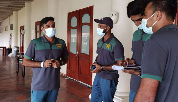 Pakistani players at the team hotel in Barbados. -PCB