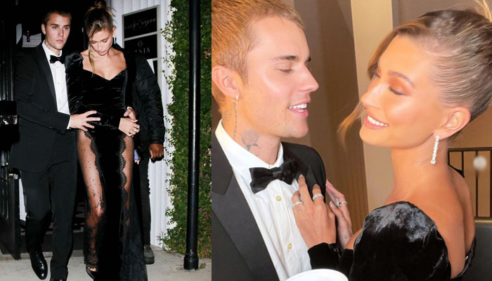 Hailey Bieber shares loved-up snaps with Justin in stunning black gown