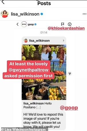 Khloe Kardashian under fire for using Lisa Wilkinsons photo without permission