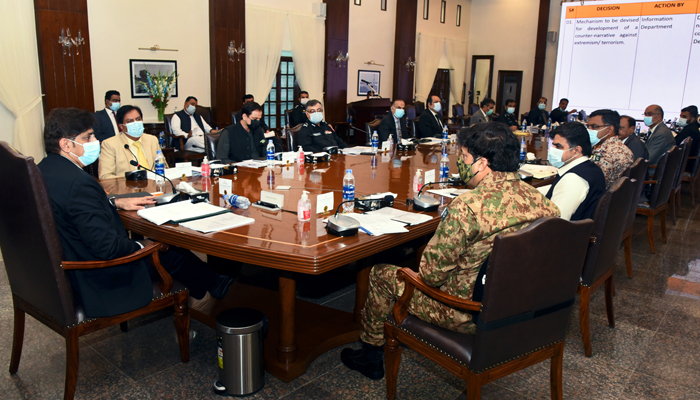 Sindh Chief Minister Murad Ali Shah chairing a meeting of the apex committee at CM House Sindh in Karachi, on July 29, 2021. — Twitter